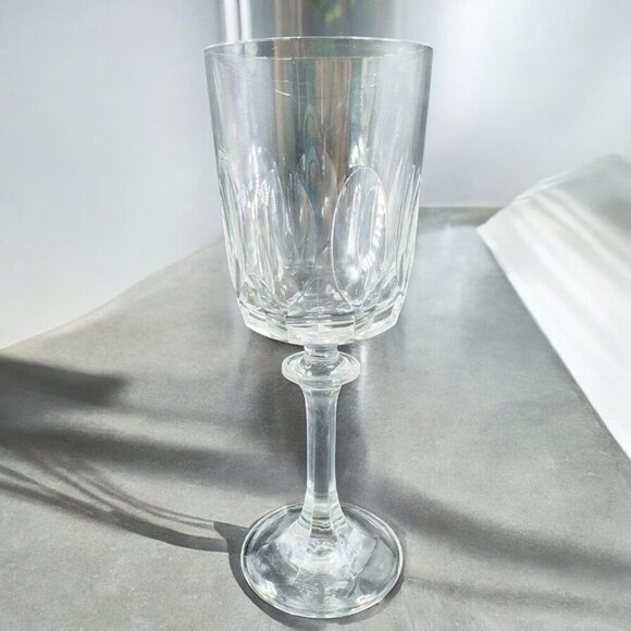 Tiffin Franciscan Atwater Stem Goblet Clear Crystal Heavy Cups Glasses Set 2 VTG - Picture 2 of 8